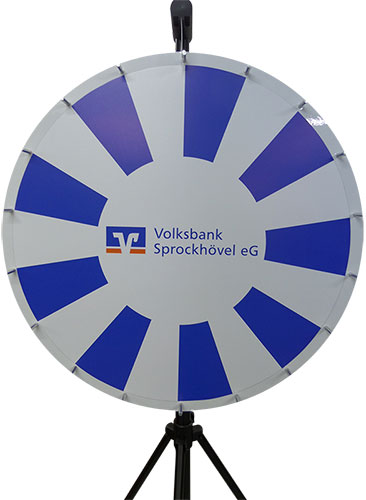 Glücksrad Magnet 90 cm mit Wechselmotiv 84 cm - Volksbank Sprockhövel