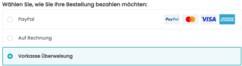 zahlung mit vorkasse